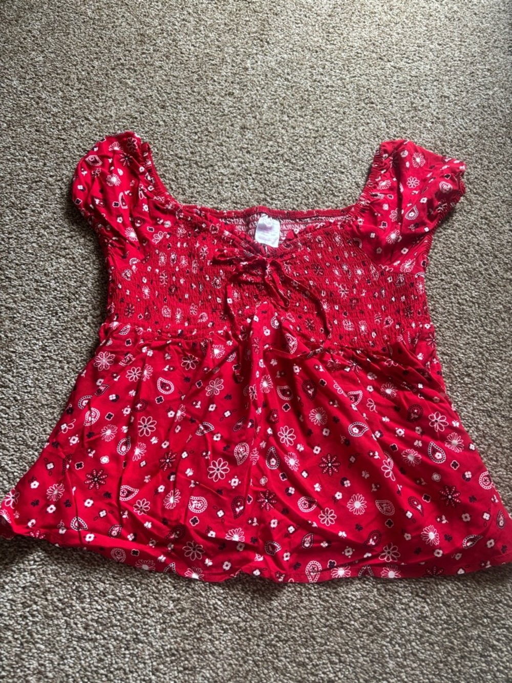 No Boundaries Red Floral Bandana Print Crop Top